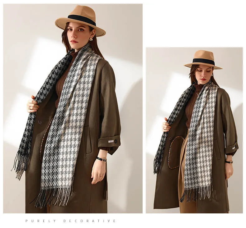 100% Cashmere Winter Fall Fashion Check Made Soft Wool Tartan Plaid Gift for Women