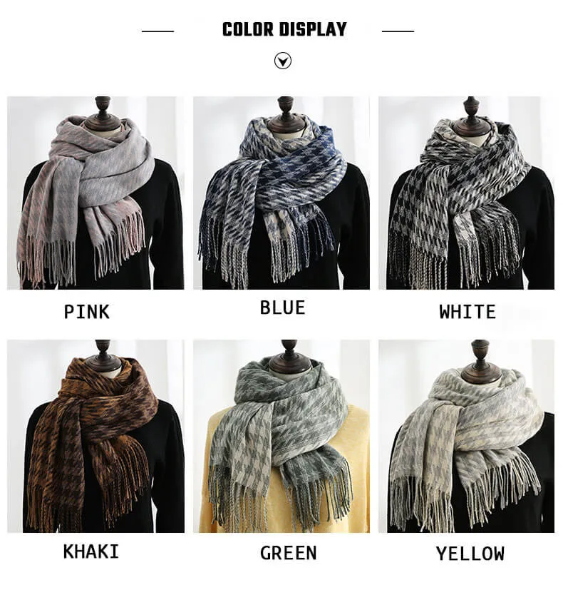 100% Cashmere Winter Fall Fashion Check Made Soft Wool Tartan Plaid Gift for Women