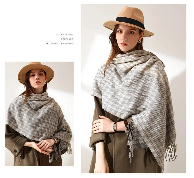 100% Cashmere Winter Fall Fashion Check Made Soft Wool Tartan Plaid Gift for Women