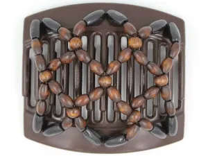 African Butterfly Thick Hair Comb - Ndebele Brown 80