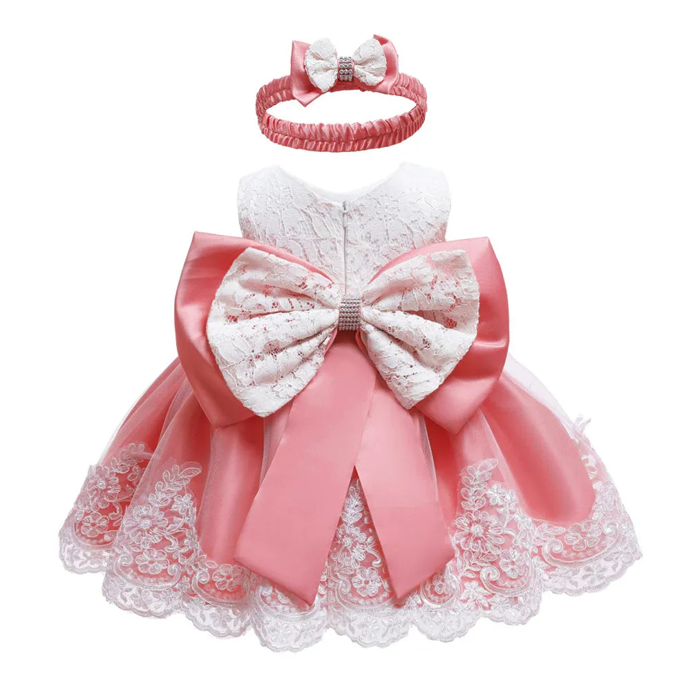 Baby Princess Dress One Year Old Celebration Dress Bow Lace Dress Baby Dresses