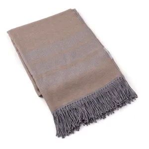 Battisti Tan and Gray Birdseye Wool Throw Blanket