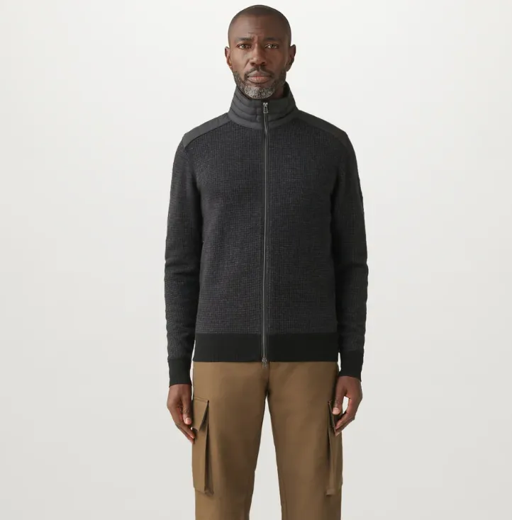 Belstaff Kelby Zip Cardigan Houndstooth Black/Charcoal