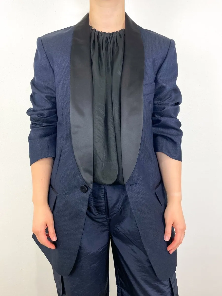 Birdseye Tuxedo Jacket in Navy Multi