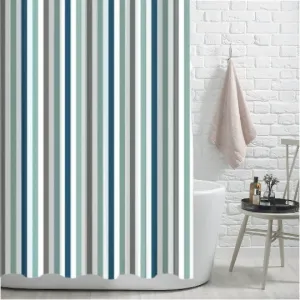 Blue & White Striped Shower Curtain