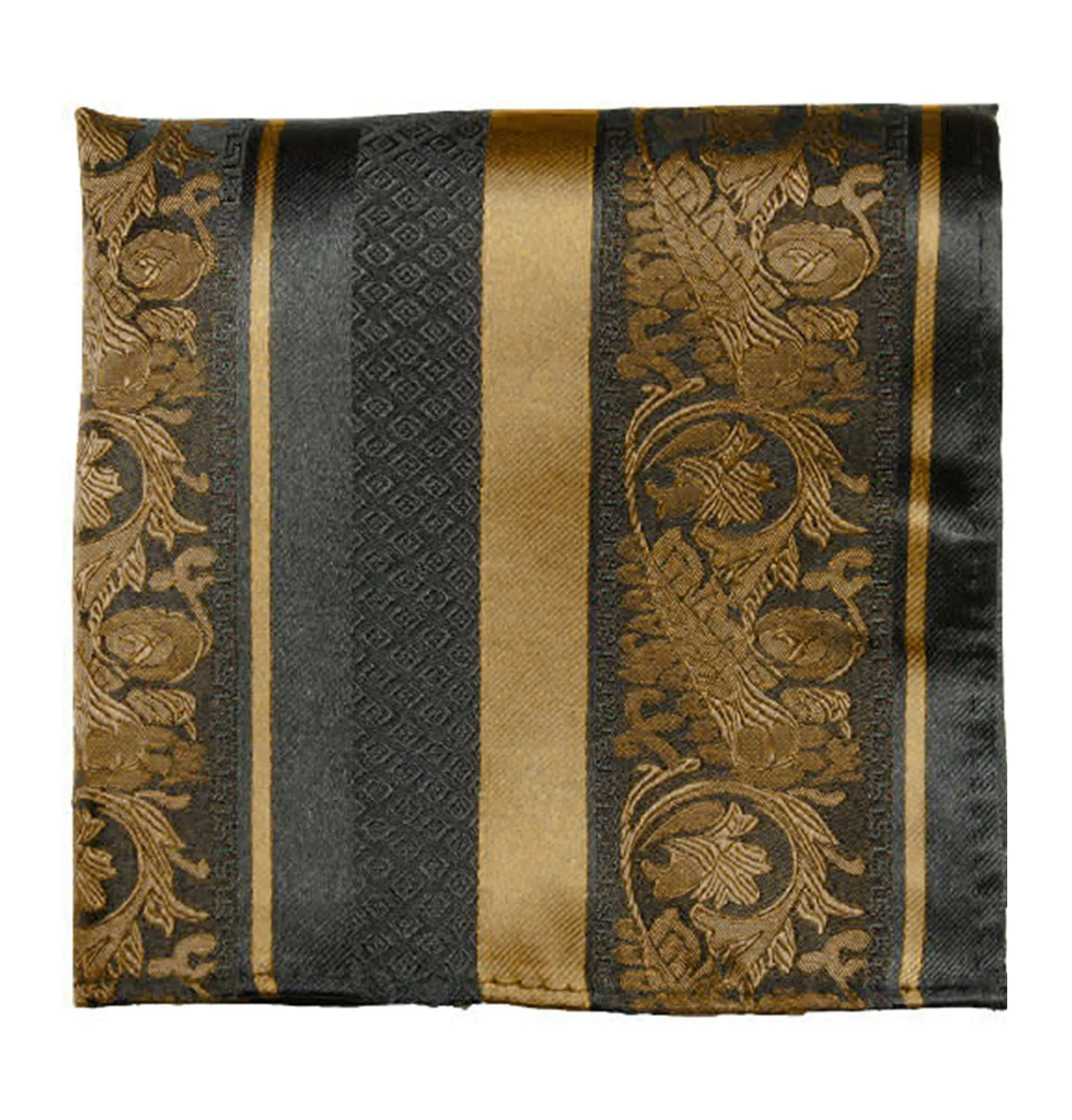 Bronze and Black Silk Pocket Square