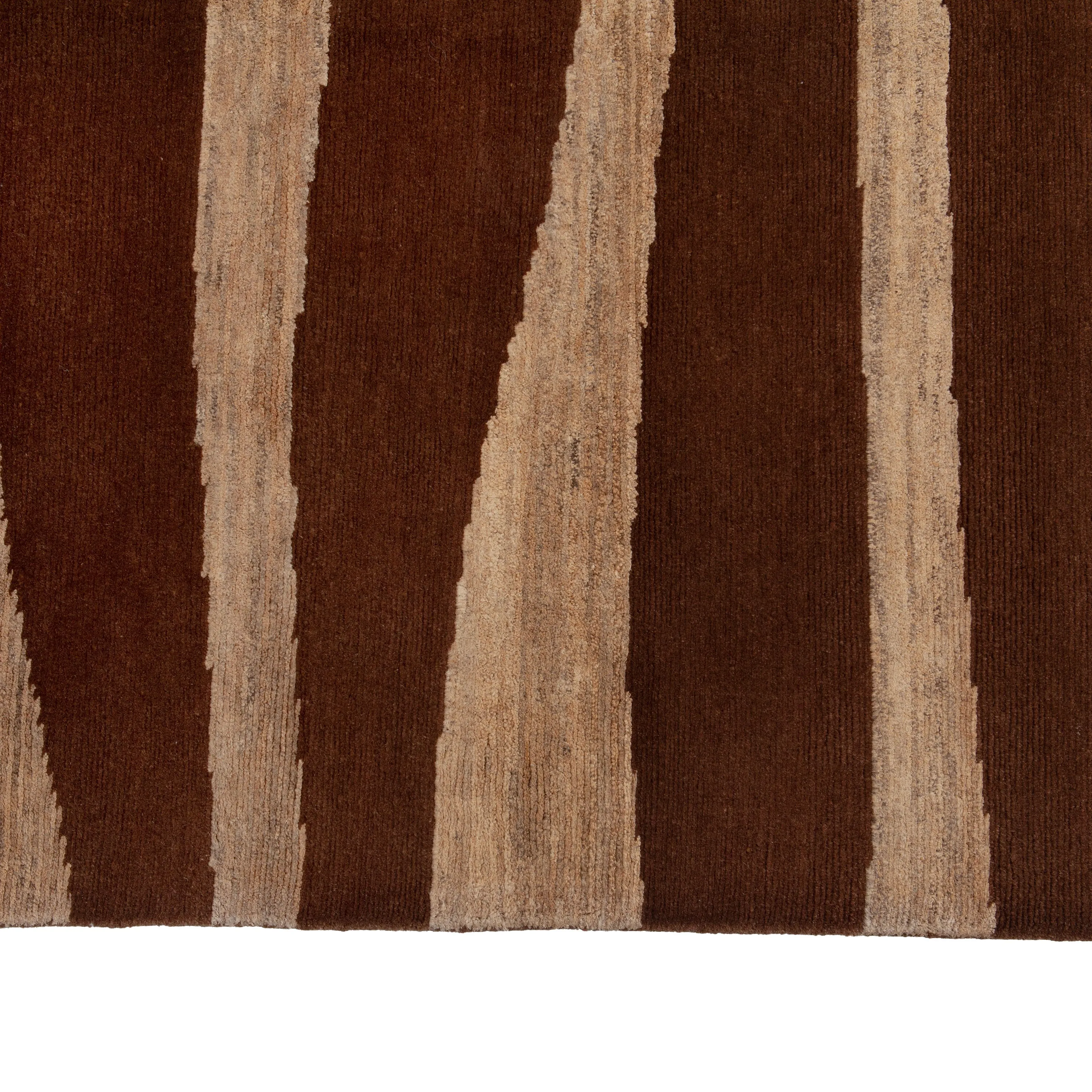 Brown Modern Tibetan Wool Blend Rug - 8' x 10'