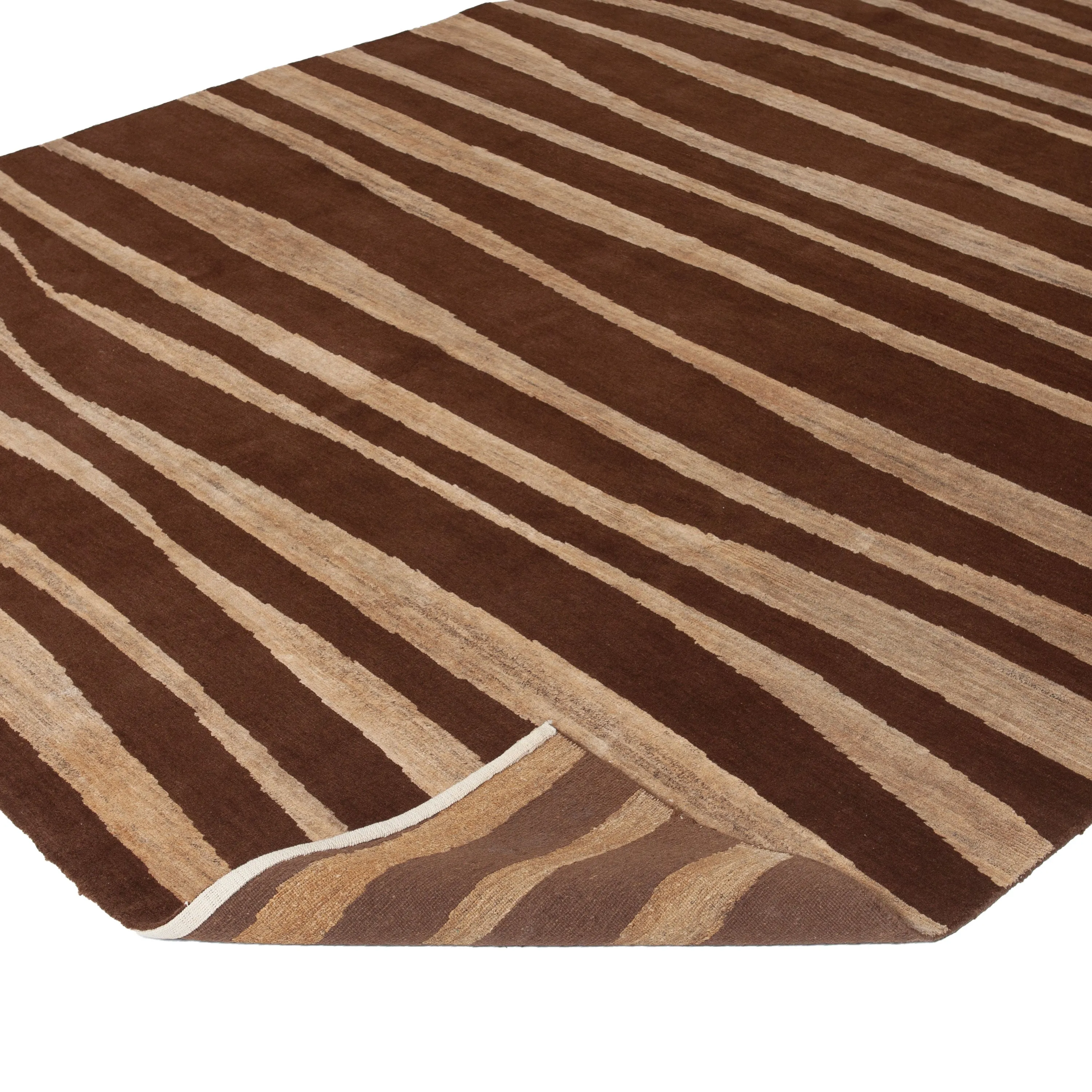 Brown Modern Tibetan Wool Blend Rug - 8' x 10'