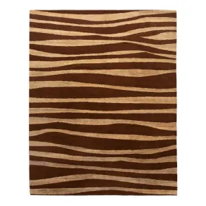 Brown Modern Tibetan Wool Blend Rug - 8' x 10'