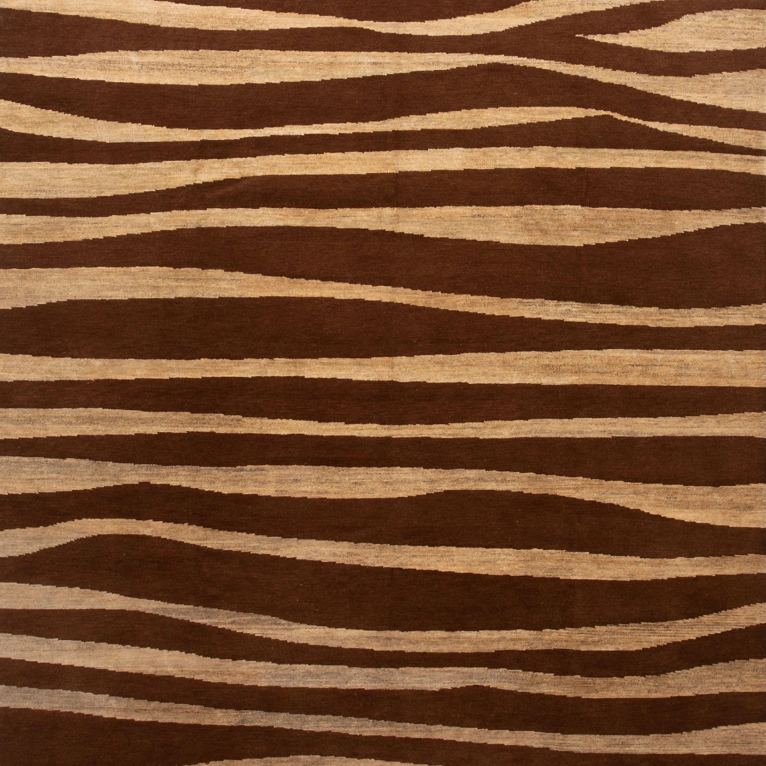 Brown Modern Tibetan Wool Blend Rug - 8' x 10'