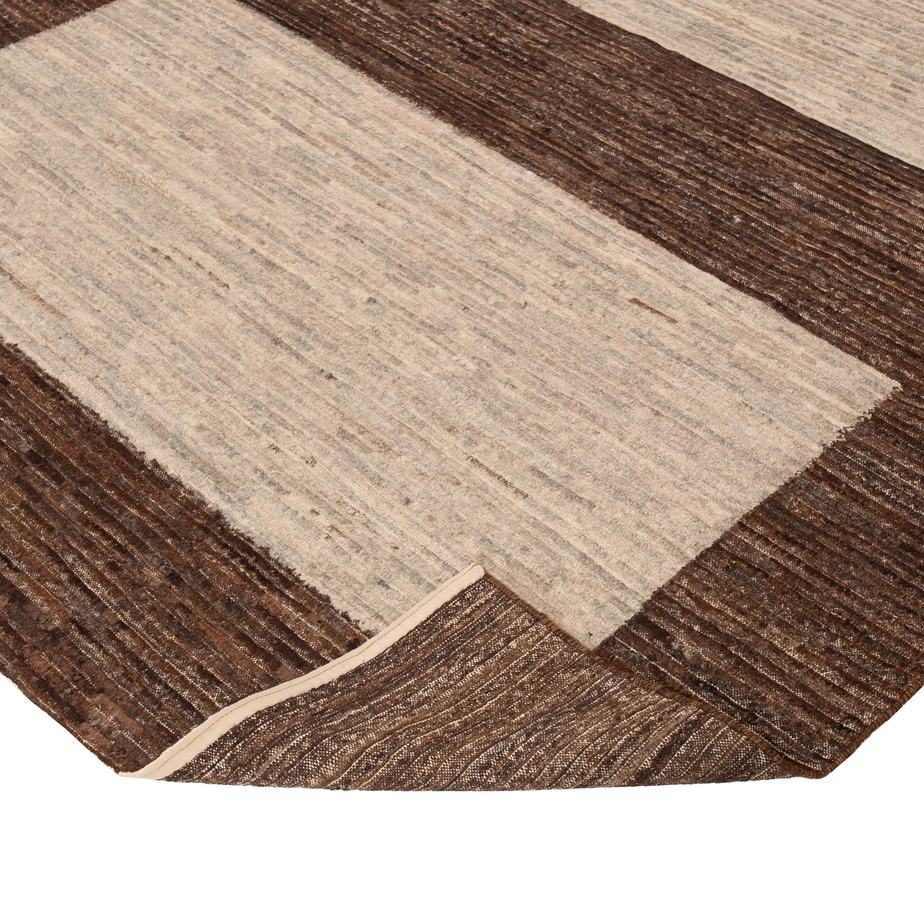 Brown Modern Wool Rug - 6'6" x 8'