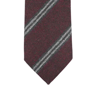 Burgundy Blue Striped Wool Tie