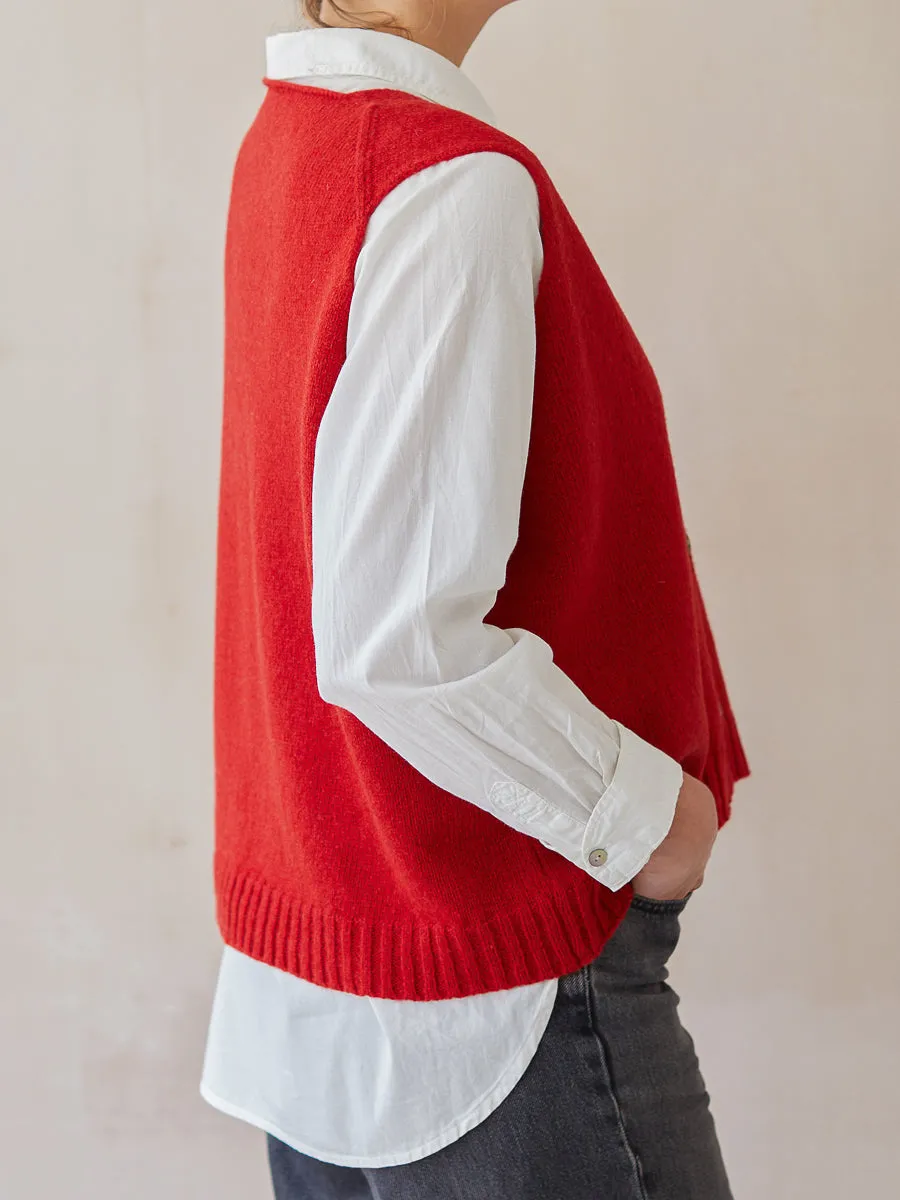 Button Up Vest | Red