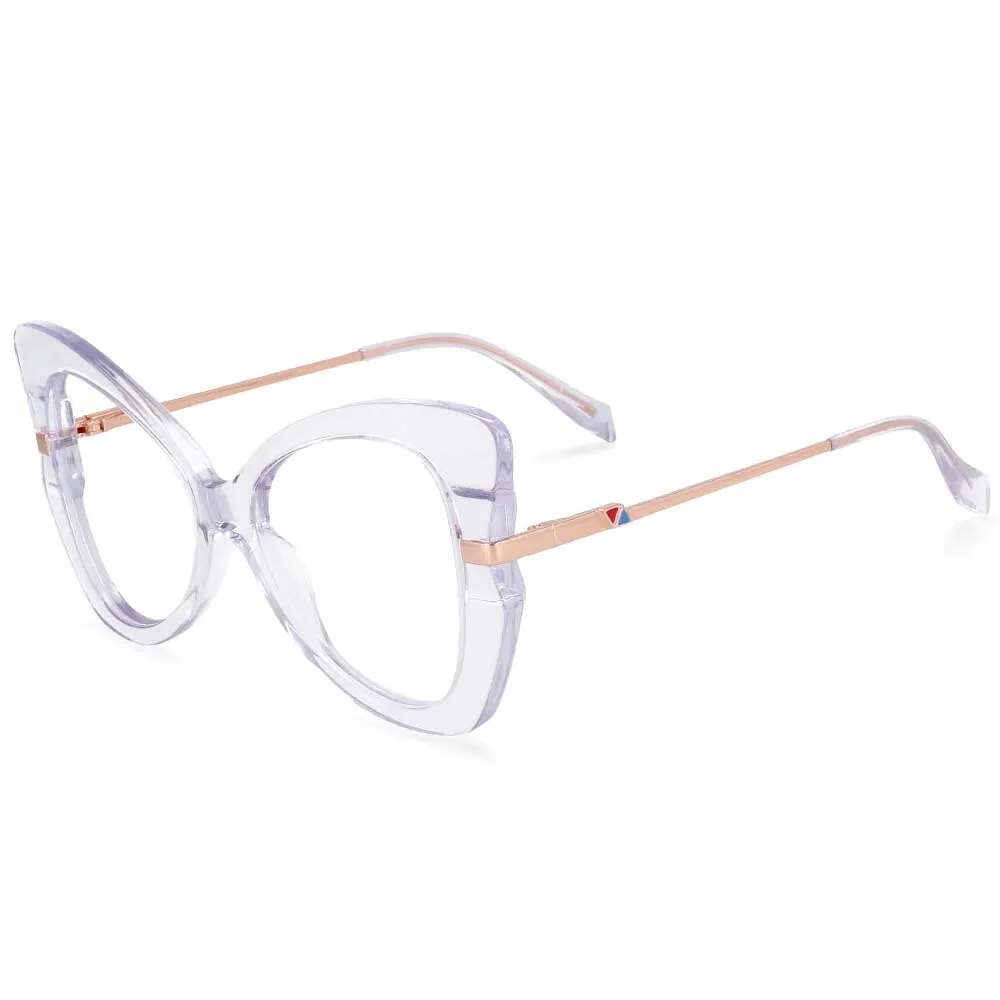 CCspace Women's Full Rim Oversized Acetate Alloy Butterfly Frame Eyeglasses 54326