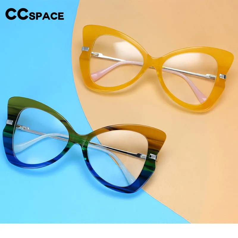 CCspace Women's Full Rim Oversized Acetate Alloy Butterfly Frame Eyeglasses 54326