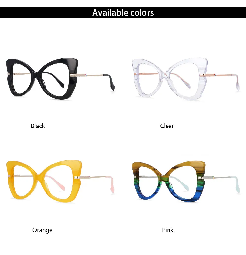 CCspace Women's Full Rim Oversized Acetate Alloy Butterfly Frame Eyeglasses 54326