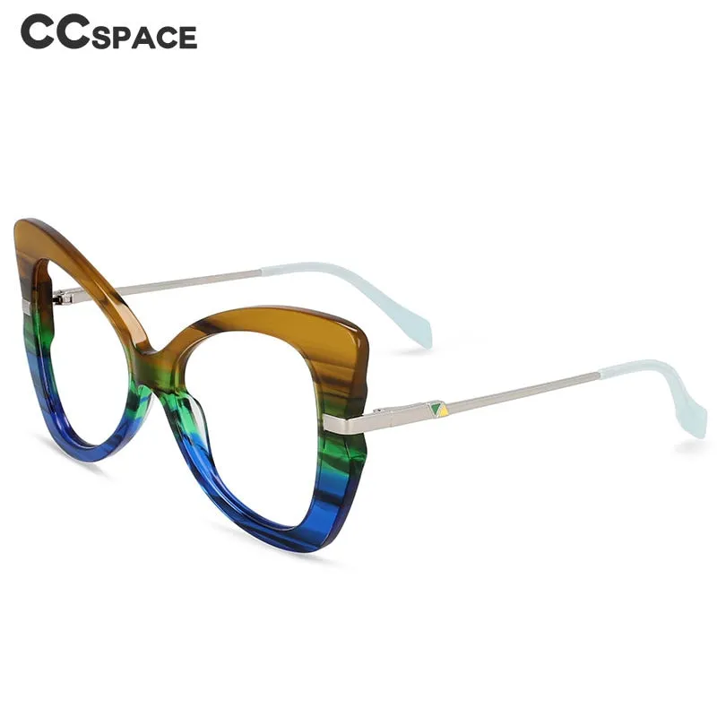 CCspace Women's Full Rim Oversized Acetate Alloy Butterfly Frame Eyeglasses 54326