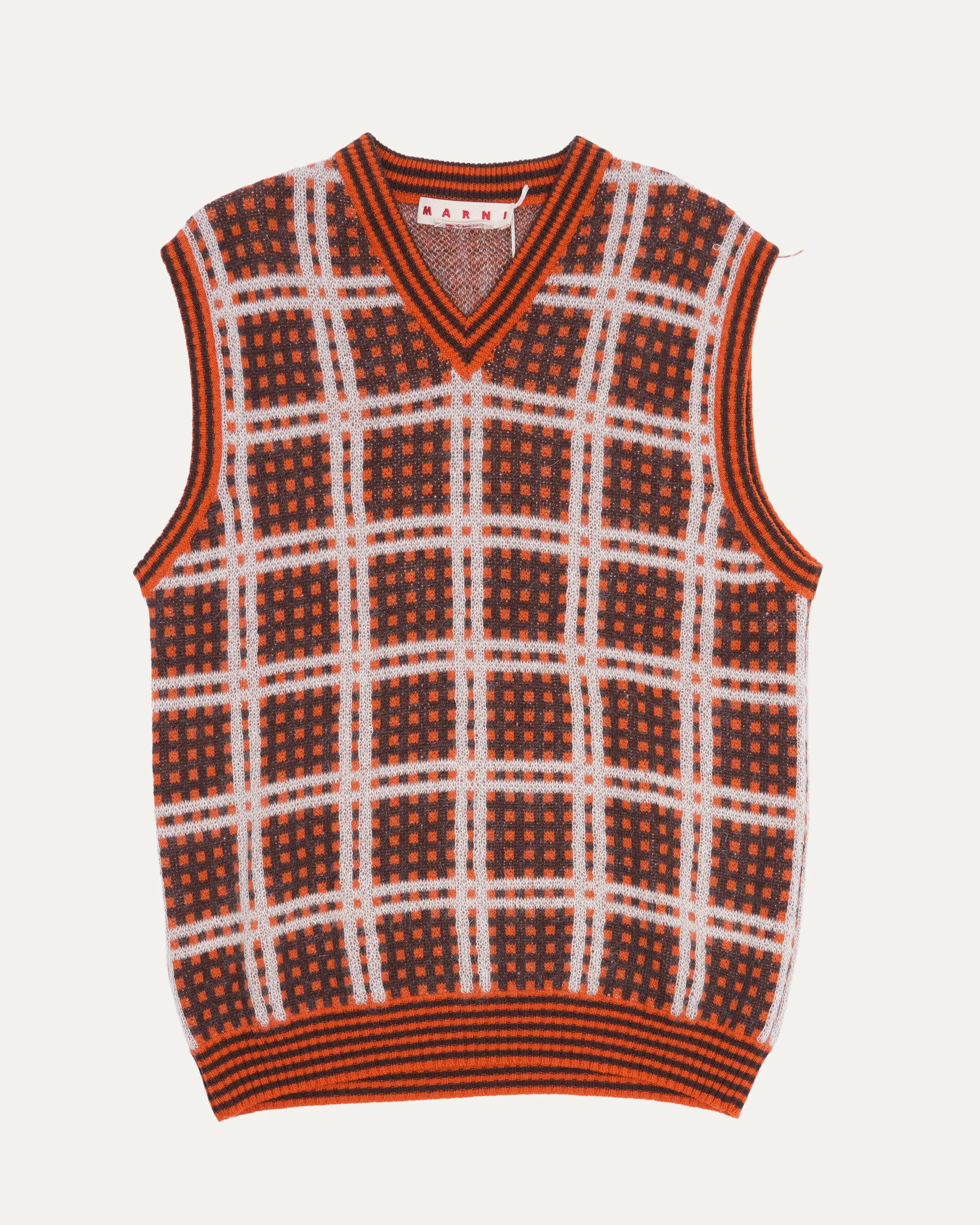 Checked Wool Blend Sweater Vest