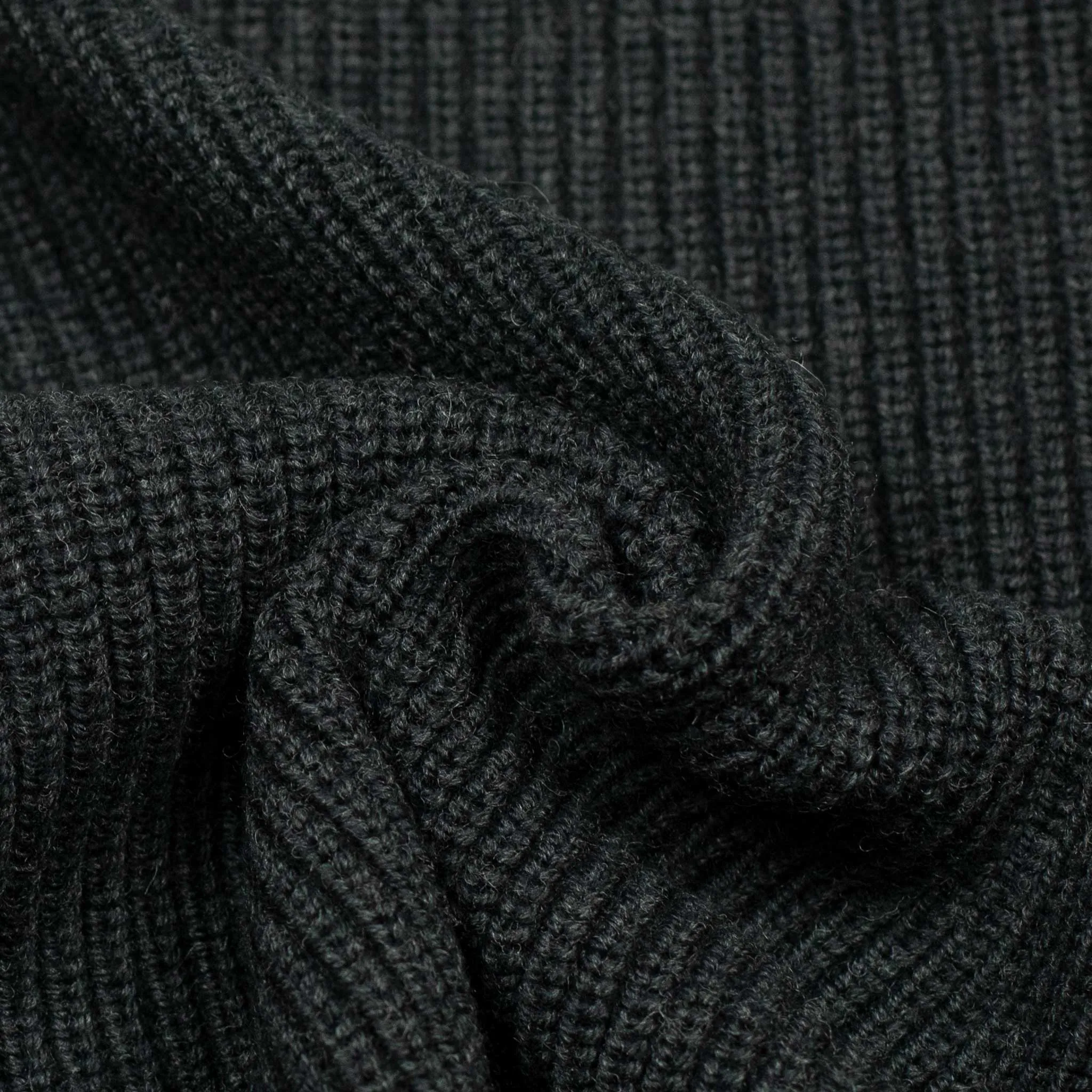 Chunky ribbed crewneck sweater in charcoal grey merino wool (restock)