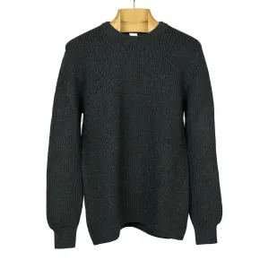 Chunky ribbed crewneck sweater in charcoal grey merino wool (restock)