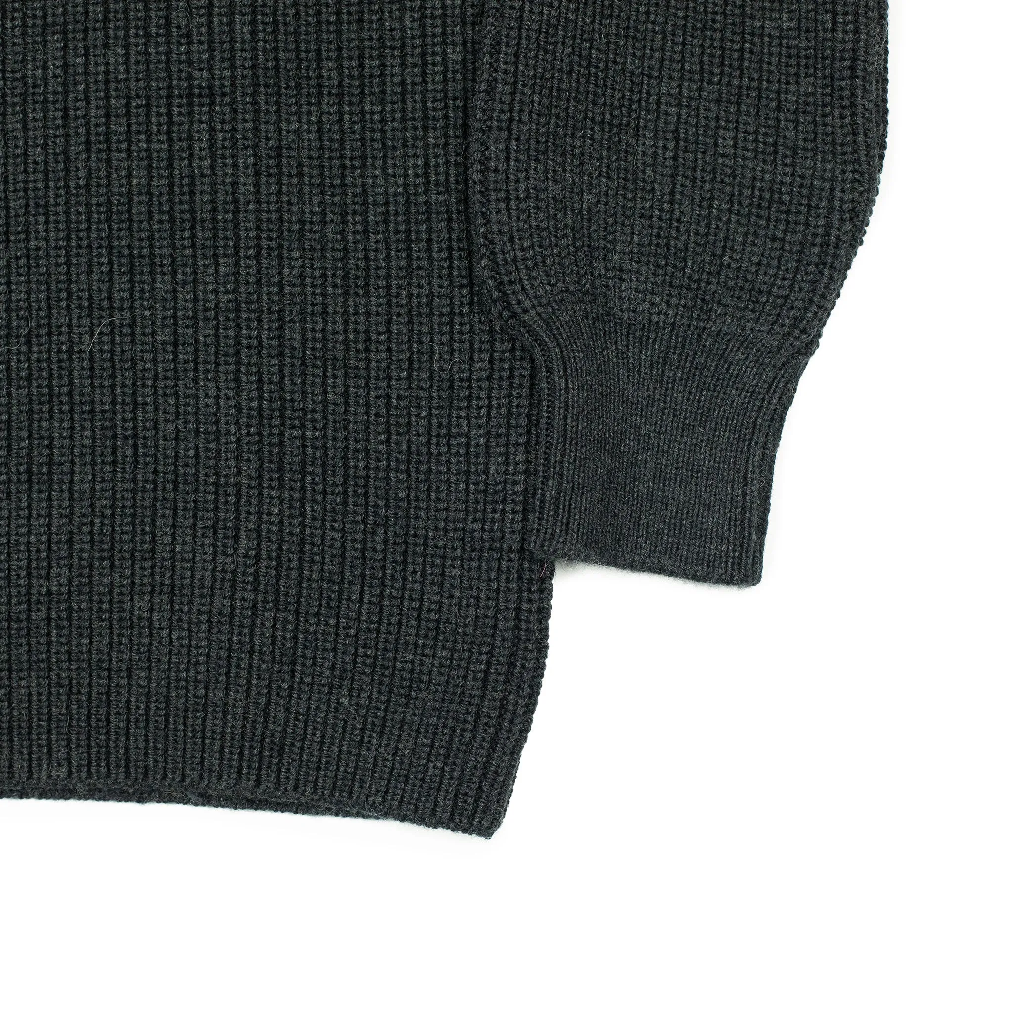 Chunky ribbed crewneck sweater in charcoal grey merino wool (restock)