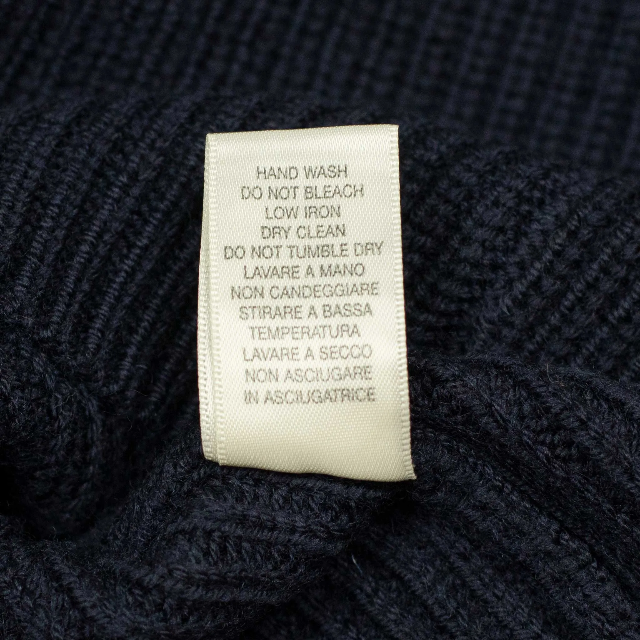 Chunky ribbed crewneck sweater in navy blue merino wool (restock)