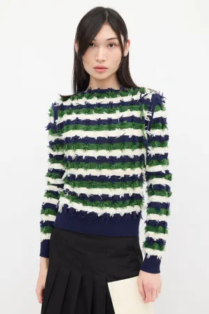 Cream & Multicolour Wool Knit Fringe Sweater