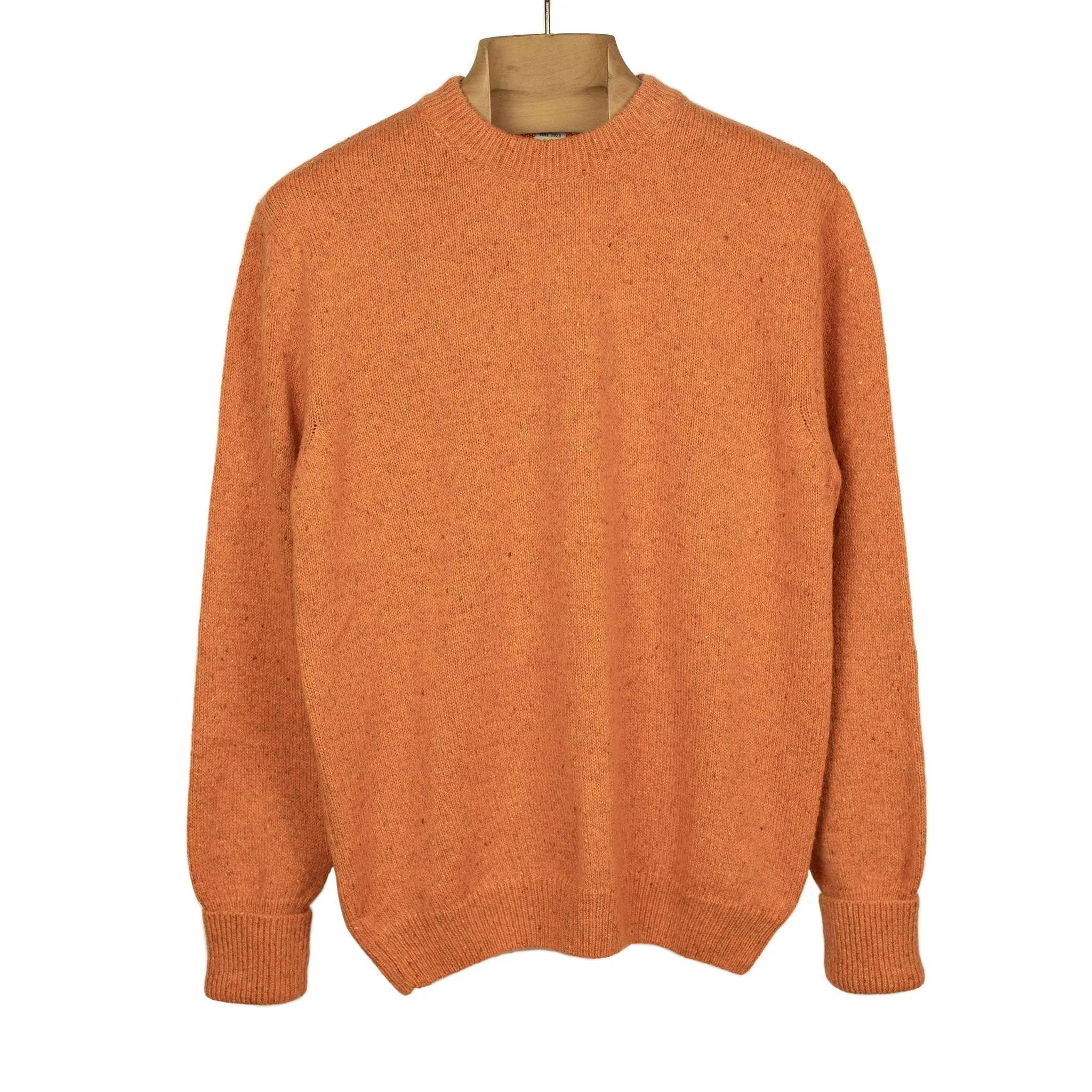 Crewneck sweater in orange merino wool and alpaca mix (restock)