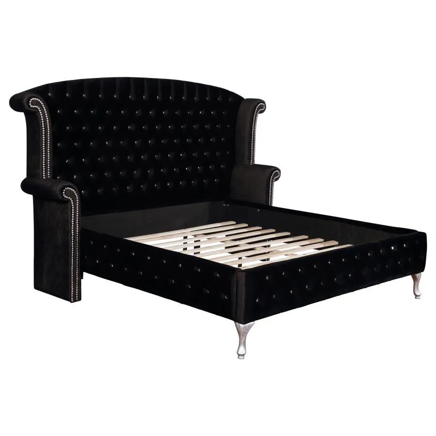 Deanna Upholstered Tufted Bedroom Set Black