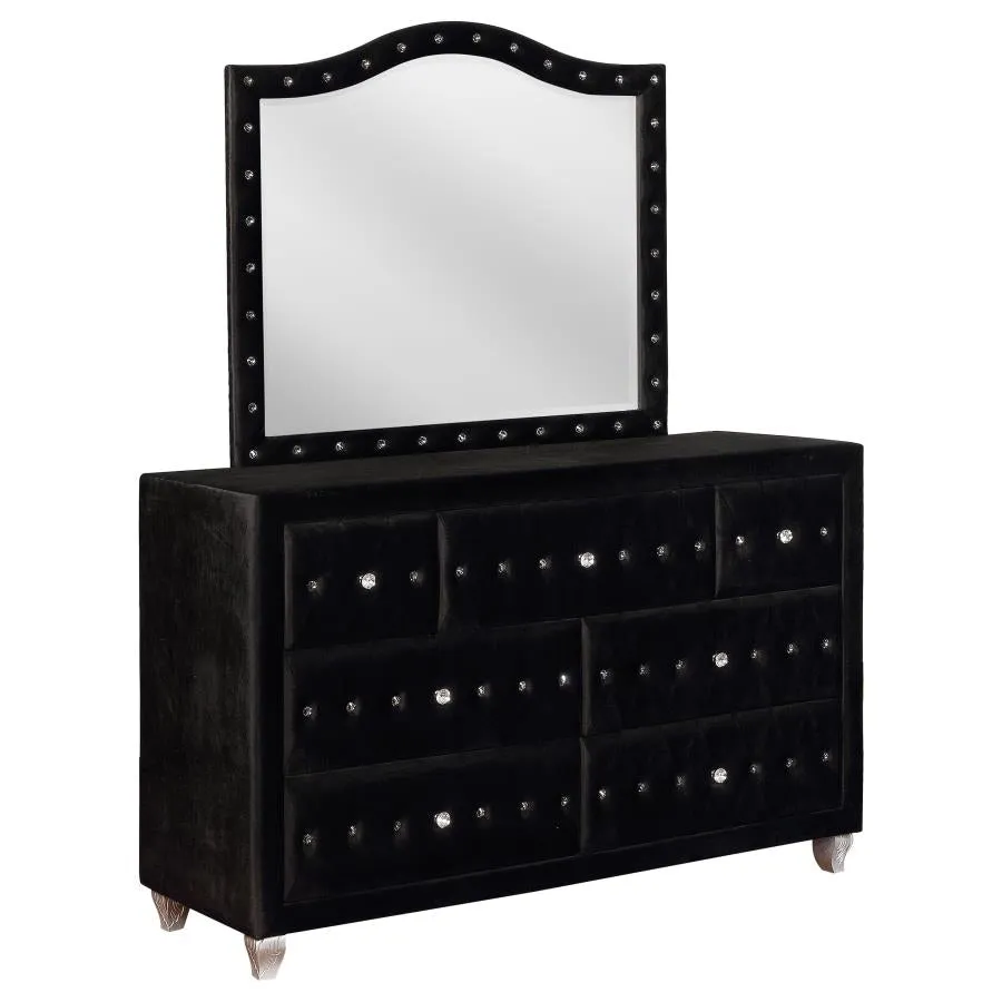 Deanna Upholstered Tufted Bedroom Set Black