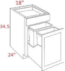 EB02-BWBK18 Elegant Smokey Gray Assembled 18" Trash Base Cabinet