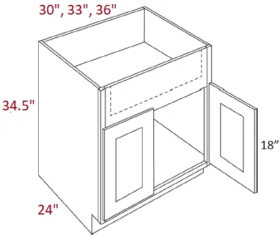 EB10-SB33-FS Elegant White Assembled 33" Farm Sink Base Cabinet