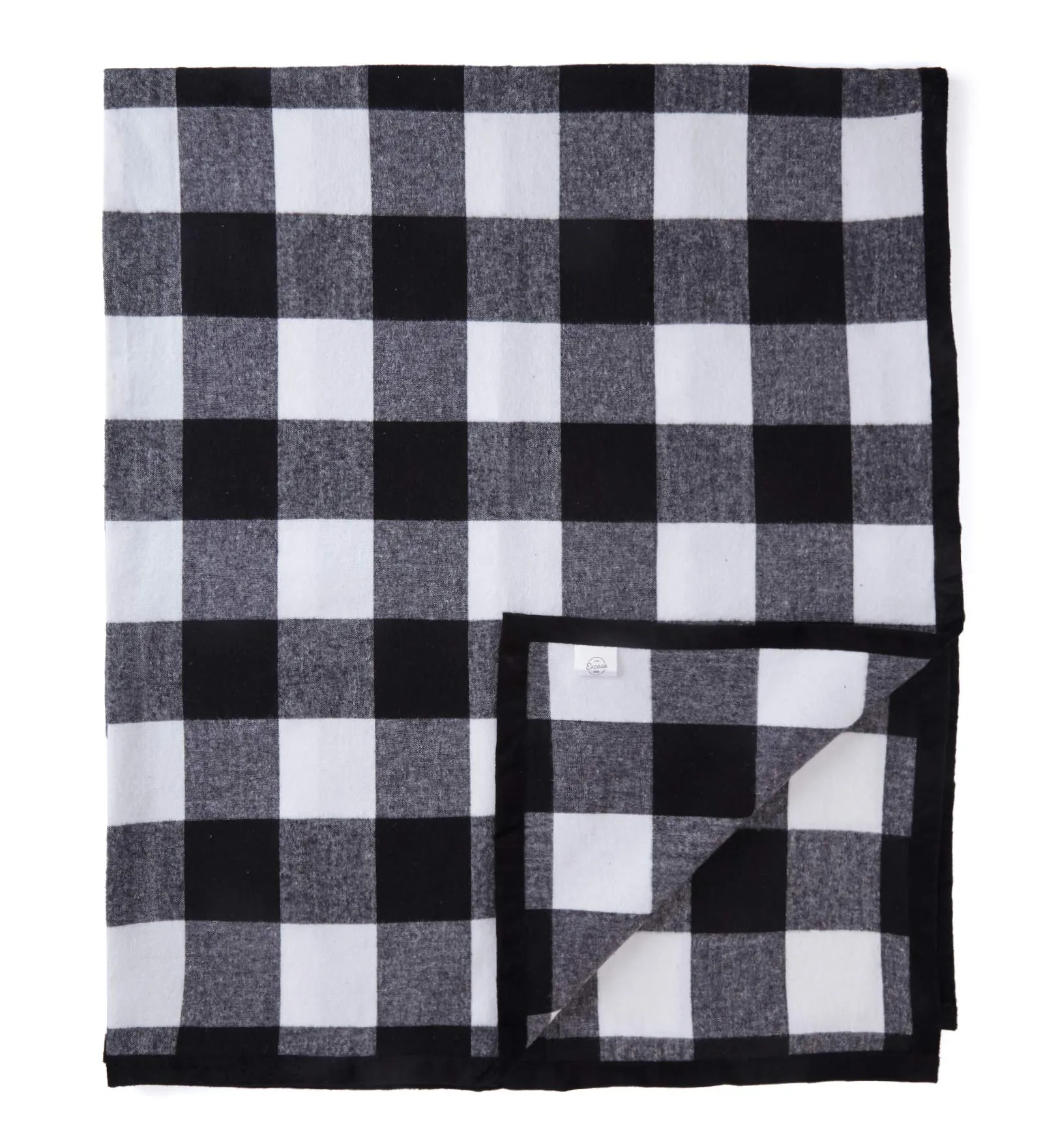 Encasa Homes Bed & Sofa Throw Blanket 50" x 60"- 3" Cotton Fleece with Velvet Piping, Soft, Warm & Comfortable, Machine Washable, Good for Bedroom, Living Room, Beach - Buffalo Black Checks