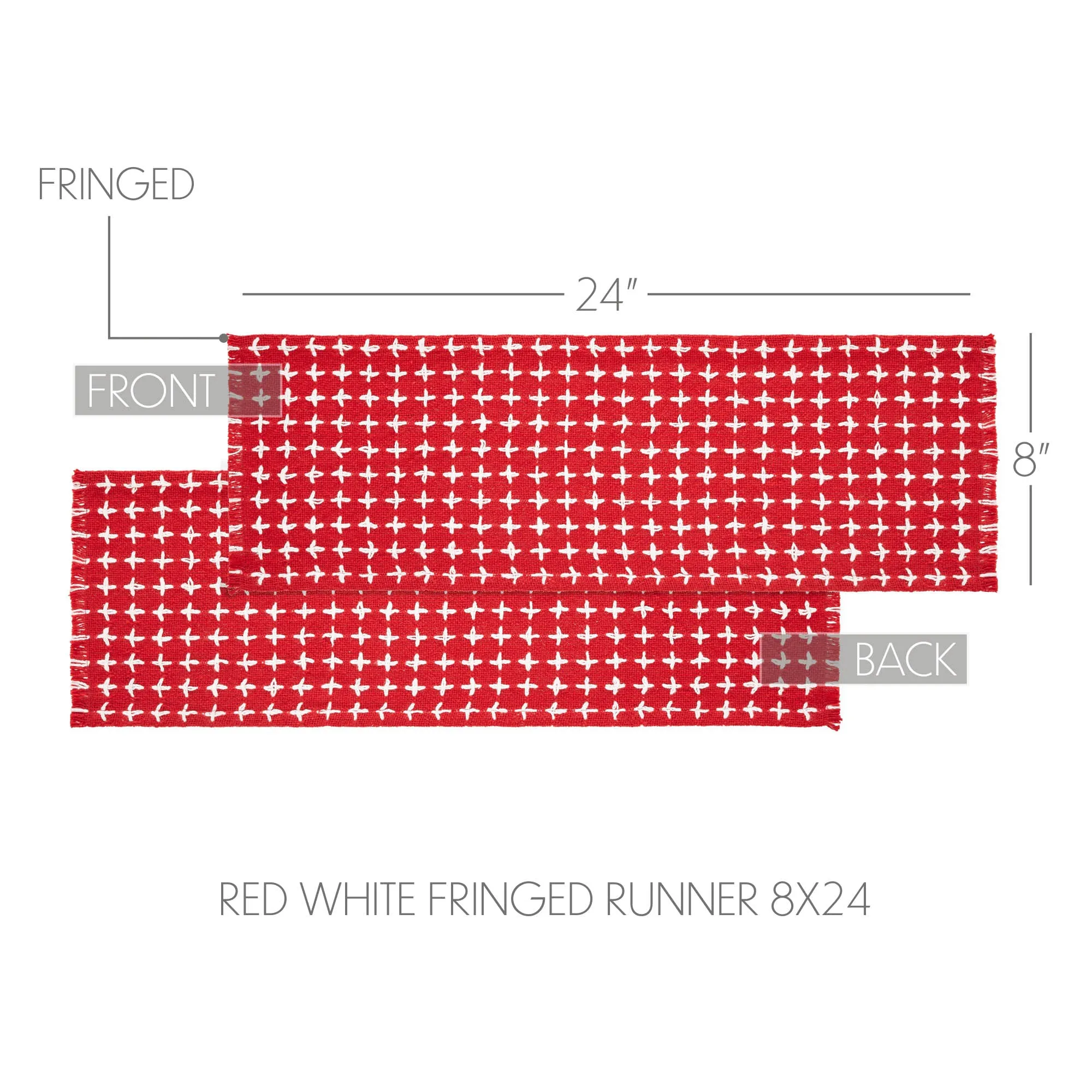 Gallen Red White Runner Fringed