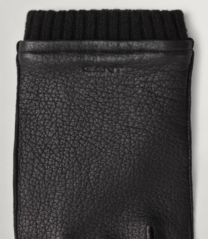 GANT Leather Gloves, Black