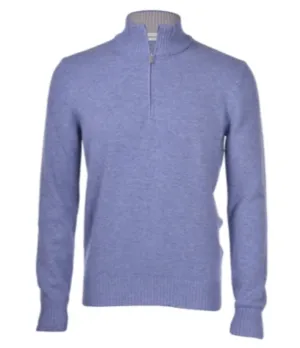 Gran Sasso 1/4 zip Pullover Sweater Cashmere Blend Sky Blue