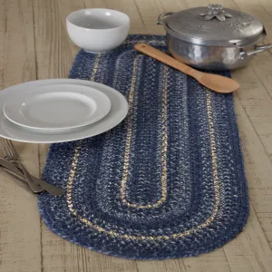 Great Falls Blue Braided Oval Runner 13x36" Default