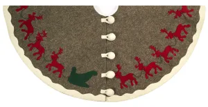 Hand Felted Wool Reindeer & Sleigh Tree Skirt - Christmas Eve Scene