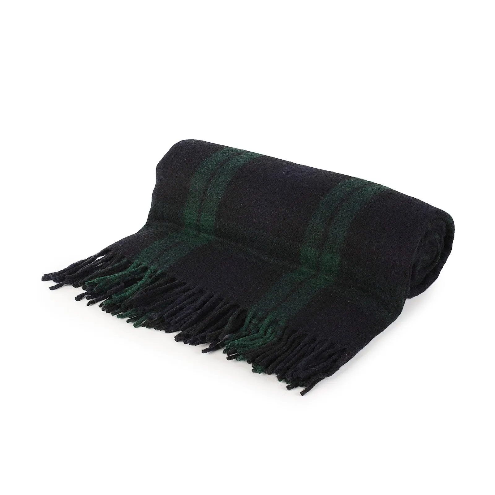 Highland Wool Blend Tartan Blanket Throw Black Watch