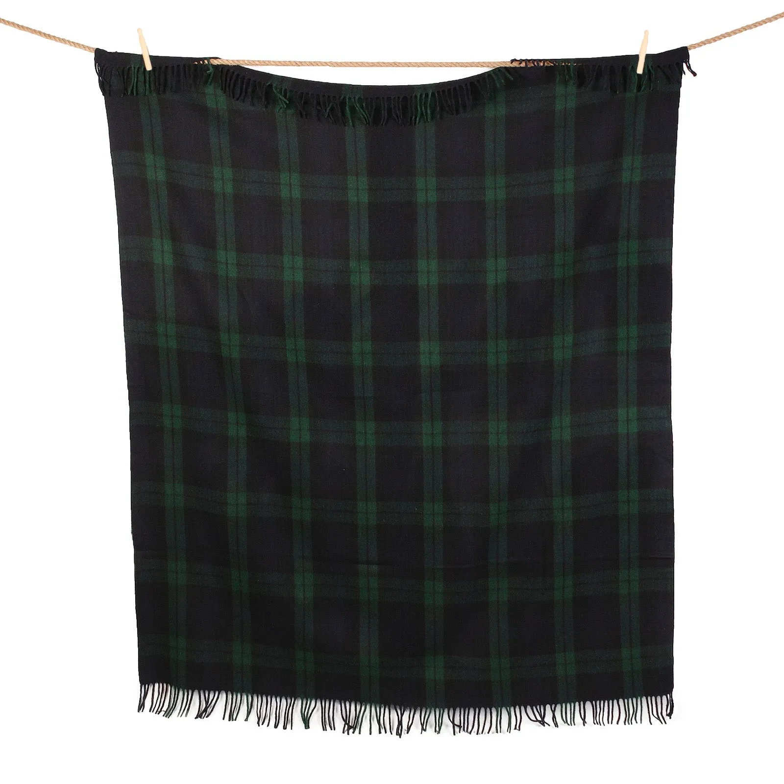 Highland Wool Blend Tartan Blanket Throw Black Watch