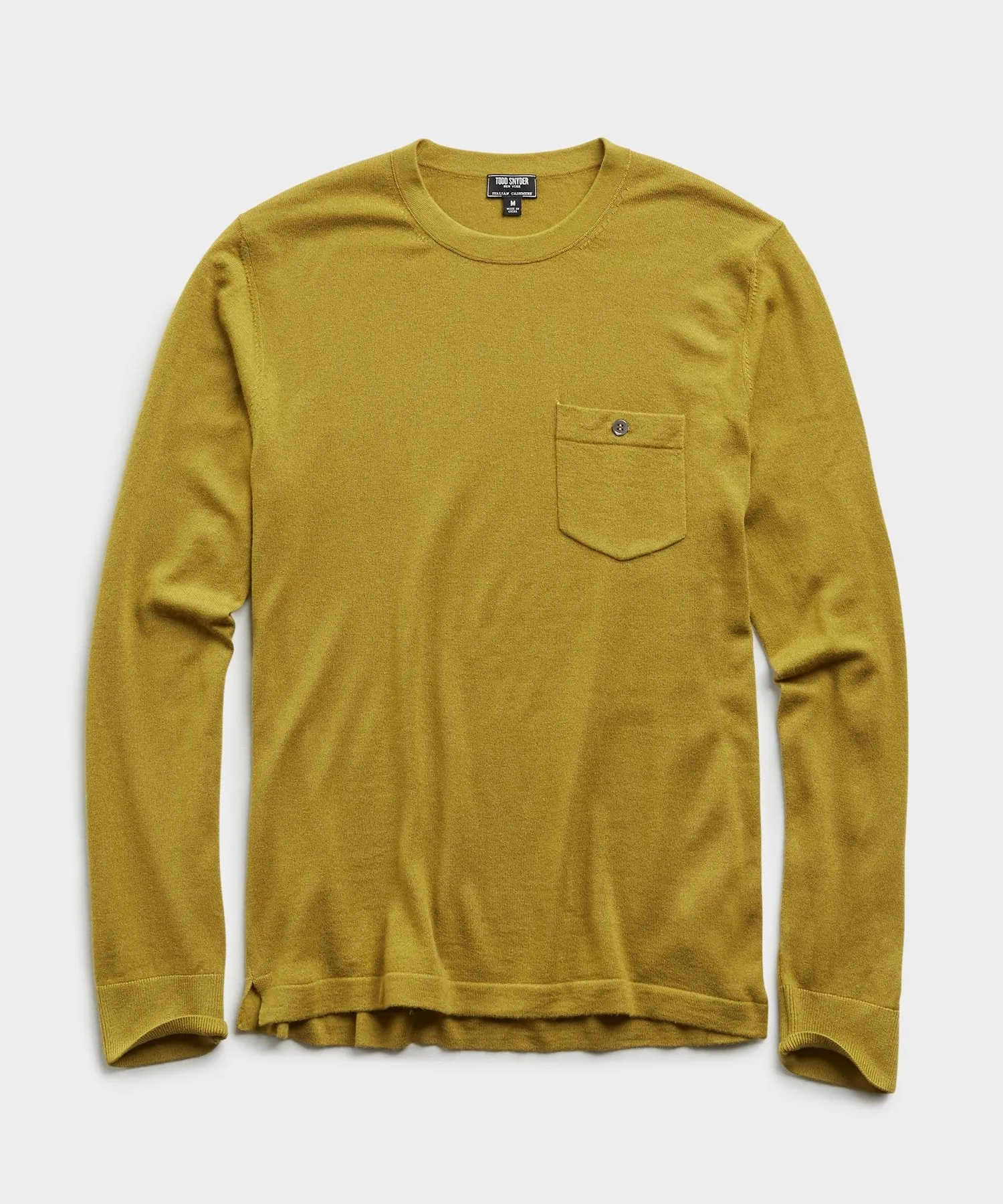 Italian Cashmere Pocket T-Shirt in Guacamole