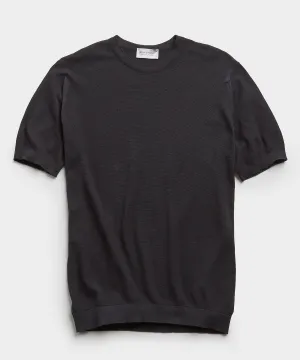 John Smedley Sea Island Cotton Pique T-shirt in Black