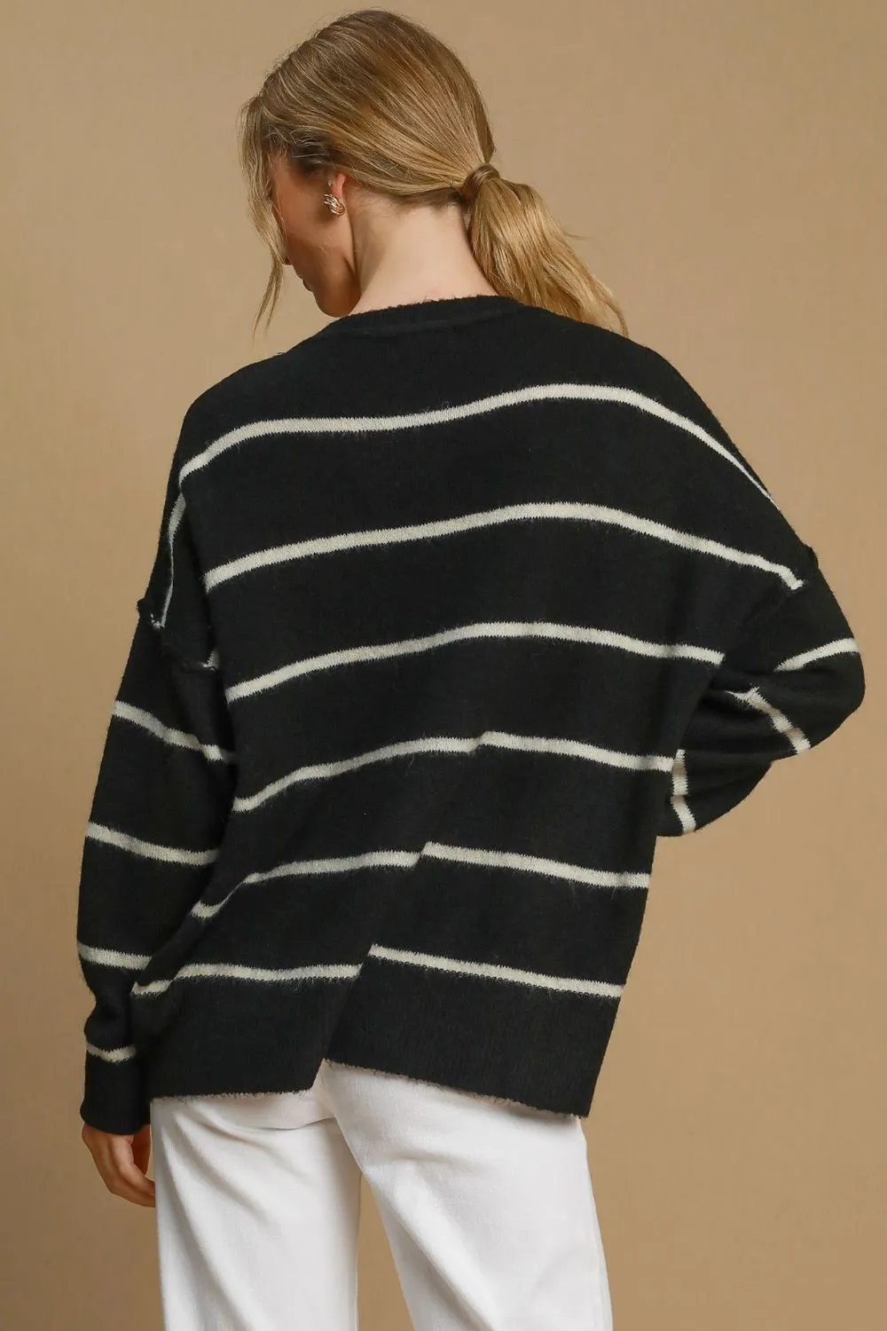 kesley Wool Blend Striped Round Neck Sweater