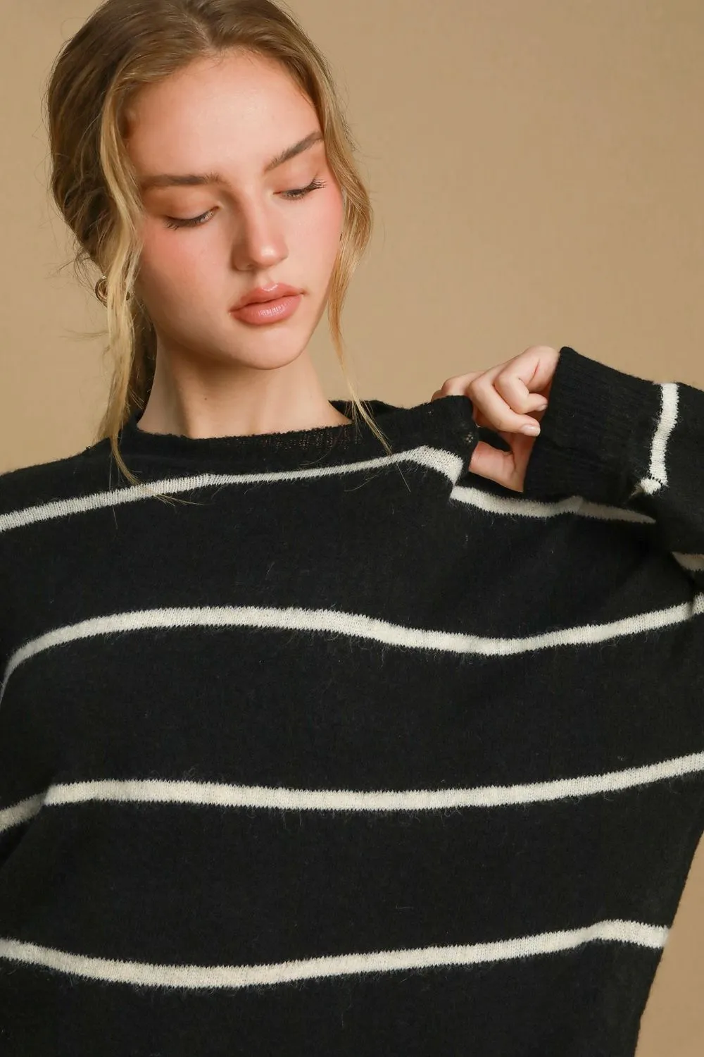 kesley Wool Blend Striped Round Neck Sweater