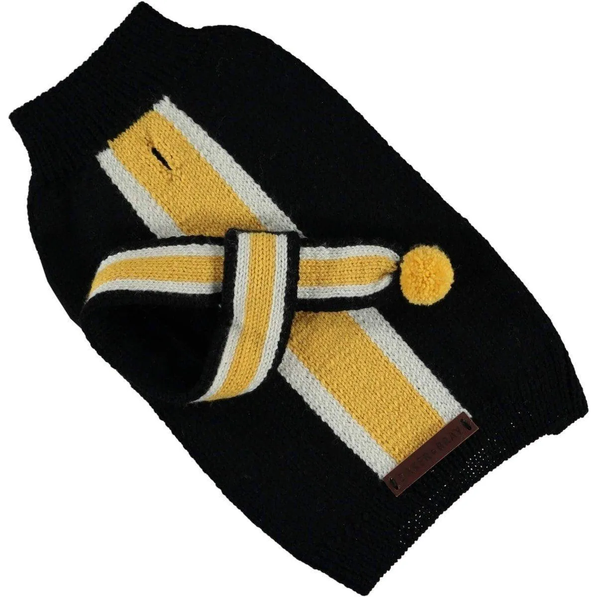 Knitted Striped Dog Sweater by Baker & Bray - Black/Yellow