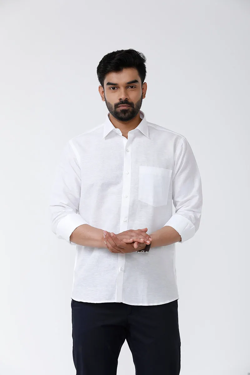 Linen Classic - Linen Cotton White Shirts For Men | Uathayam