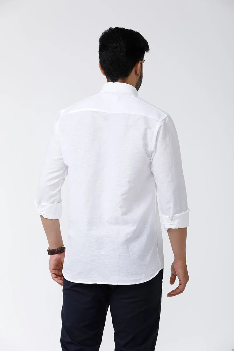 Linen Classic - Linen Cotton White Shirts For Men | Uathayam