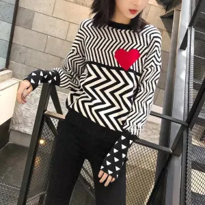 Lovely Thick Chevron Pattern Valentine Sweaters