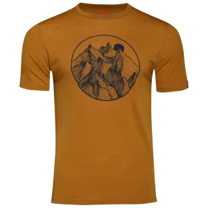 Mens Merino 150 Mountains Tee (Mustard/Navy)