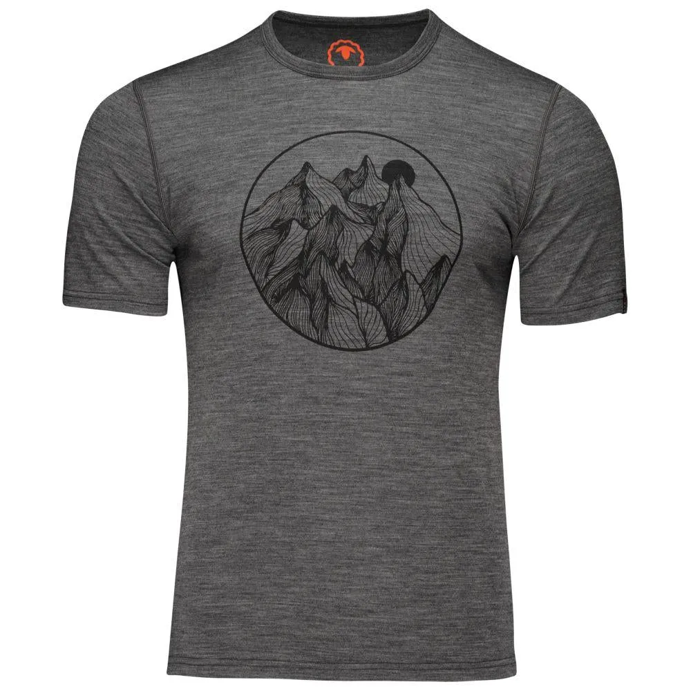 Mens Merino 150 Mountains Tee (Smoke)